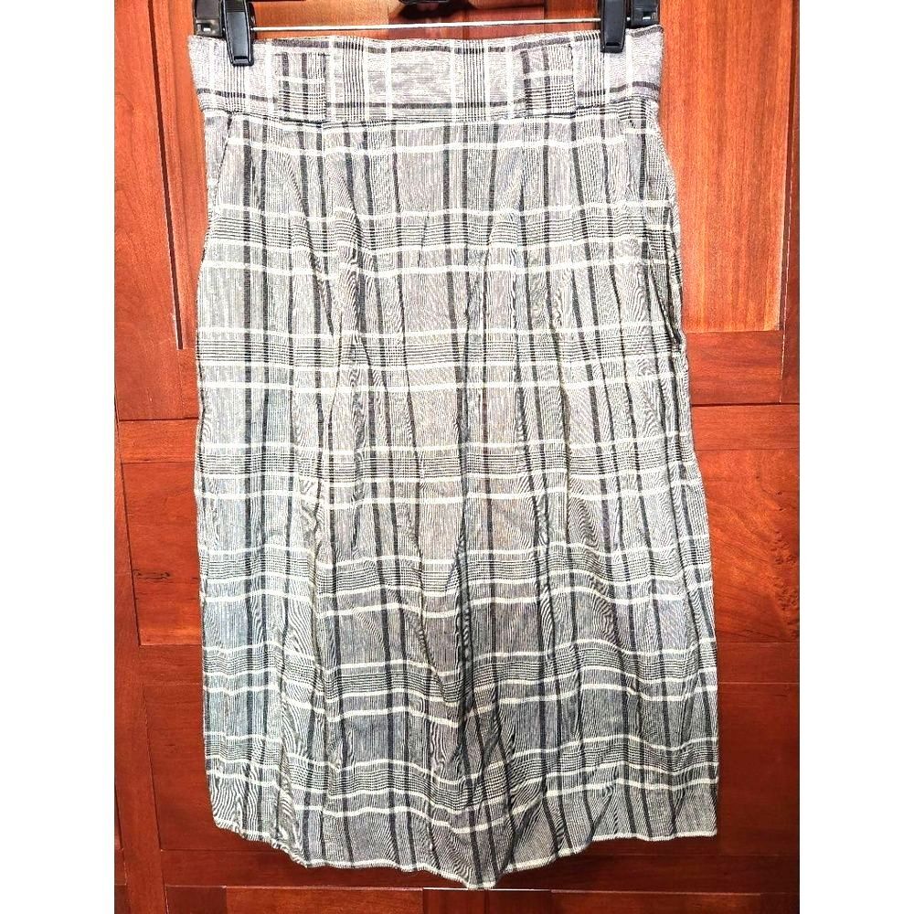 Samantha Skirt Black White Plaid Knee Length Pleated Made USA Size M Vintage!